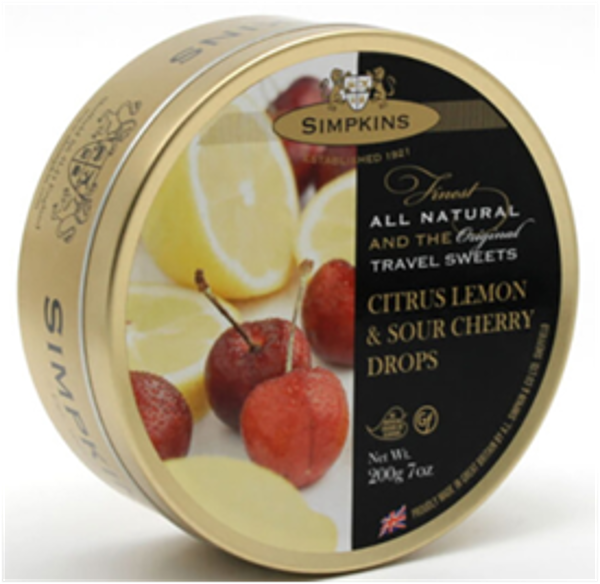 Simpkins Citrus Lemon & Sour Cherry Travel Lollies 200g (6/36 ...